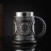cheap Medieval-1pc Antique Viking Beer Mug - Wooden Barrel Cup with Stainless Steel Liner - Perfect Gift for Beer Lovers