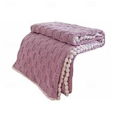 baratos Cobertores de cama-Tuff pom pom cobertor tridimensional corte flores de pelúcia espessamento capa cobertor luz luxo confortável cobertor de flanela