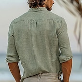 voordelige Heren Elite Overhemden-Voor heren Overhemd Linnen overhemd Groen Lange mouw Grafisch Bomen / bladeren Strijkijzer Overhemdkraag Buiten Causaal Knop Kleding