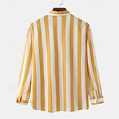 voordelige heren overhemd met knopen-Voor heren Overhemd Zomer overhemd Normaal shirt Strand hemd Overhemd met knopen Gestreepte shirts Zwart Geel Lichtgroen Blozend Roze Koningsblauw Lange mouw Gestreept Revers Vakantie Hawaii