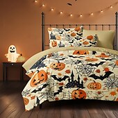 halpa Pussilakanasetit-halloween beige pussilakanasetti - ihastuttava kurpitsaprintti makuuhuoneesi sisustamiseen - sisältää pussilakanan ja tyynyliinat - pehmeä ja mukava kangas - täydellinen lisäämään juhlaa tilaan