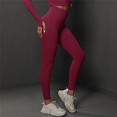 economico Leggings e collant da yoga-Per donna Pantaloni da yoga Leggings da yoga Vita Alta Yoga Allenamento in Palestra Pilates Collant Grigio scuro Nero Borgogna Spandex Gli sport Abbigliamento sportivo Elasticizzato Taglia piccola