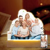abordables Regalos personalizados-Marco de fotos iluminado personalizado, luz de noche acrílica con foto personalizada para el día de San Valentín, regalo familiar para madre, padre, hijos, regalos de aniversario de cumpleaños
