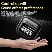 abordables Écouteurs Bluetooth sans fil-Écouteurs sans fil à écran tactile Smart Screen ANC annulation active du bruit grande batterie écouteurs de jeu en Bluetooth intra-auriculaires