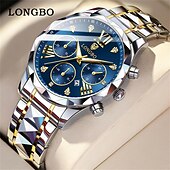 Χαμηλού Κόστους Ρολόγια Quartz-Ρολόι Quartz LONGBO Ανδρικό Μόδα Επιχειρηματικό Ρολόι Χεριού Λαμπερό Ημερολόγιο Αδιάβροχο Διακόσμηση Ρολόι Ατσαλιού