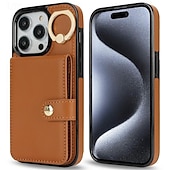 Недорогие Чехлы для iPhone-телефон Кейс для Назначение айфон 16 Айфон 15 Про Макс Плюс iPhone 14 13 12 11 Pro Max Plus Mini Кошелек для карт со стендом Кольца-держатели Разъем для карты Ретро ТПУ Кожа PU