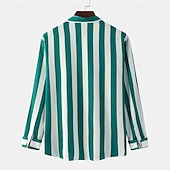 voordelige heren overhemd met knopen-Voor heren Overhemd Zomer overhemd Normaal shirt Strand hemd Overhemd met knopen Gestreepte shirts Zwart Geel Lichtgroen Blozend Roze Koningsblauw Lange mouw Gestreept Revers Vakantie Hawaii