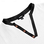 tanie Casualowa koszulka Henley-Męskie Koszula Henley z waflami Koszulka z dzianiny waflowej Koszulka Krótki rękaw Jednokolorowe Moda Designerskie Wygodny Guziki Dzianiny W serek Henley Na zewnątrz Codzienny Lato Czarny Biały