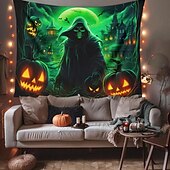 billige Halloween dekorasjon-halloween dekorasjoner grønne hodeskaller hengende billedvev veggkunst stor billedvev veggmaleri dekor fotografi bakteppe teppe gardin hjem soverom stue