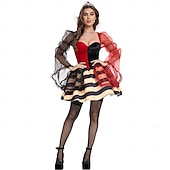 tanie Kostiumy damskie-Królowa Kier Czerwona Królowa Sukienka Kostium Cosplay Cosplay Damskie Dla dorosłych Spektakl Impreza Karnawał Mardi Gras Łatwy kostium karnawałowy