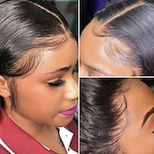 cheap Human Hair Lace Front Wigs-Brazilian Straight Bob Wig Human Hair 14 inch 13x4 HD Lace Front Wigs 180 Density Glueless Pre Plucked with Baby Hair 180% Density Glueless Short Human Hair Wigs for Black Women Natural Color