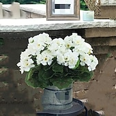 halpa Tekokasvit ja kukat-keinotekoinen punainen geranium silkkikukkia ulkokasvin pensas 2 nippua tekokukkia pelargonioita ulkokäyttöön kukka kodin sisustukseen sisäpuutarha patio maljakko hauta hautausmaa pöydän keskiosat