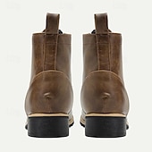 tanie Buty robocze-Męskie brązowe buty bojowe w stylu vintage ze sznurowanym wzorem - trwałe i stylowe obuwie do noszenia na co dzień i na zewnątrz