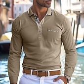 preiswerte Herren Klassisches Polo-Herren Poloshirt Golfhemd Arbeit Casual Kargen Gerippter Polokragen Kurzarm Basic Modern Farbblock Patchwork Taste Frühling Sommer Regular Fit Hellgelb Hellblau Meerblau Violett Rubinrot Aprikose