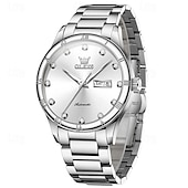 cheap Mechanical Watches-New Brand Olevs European Men&#039;S Business Mechanical Watch Inlaid With Diamond Luminous Calendar Month Display Automatic Mechanical Watch Waterproof Sports Simple Leisure Watch