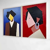 preiswerte Gemälde mit Menschen-Ölgemälde handgemachte nordische abstrakte Mädchen Ölgemälde handgemalte Frau Retro-Kunst Retro inspirierte Gemälde handgemachte expressionistische Figur Malerei