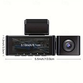 cheap Car DVR-4K Ultra HD 3-Channel Car Recorder 2K1080P1080P inside front and rear 3.19-inch IPS screen Super Night Vision Built-in 5G WiFi and GPS Rear Camera Mirror Flip Function 24-Hour Parking Mode