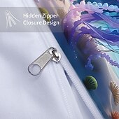 Недорогие Комплекты пододеяльников-Пододеяльник с изображением медузы «Подводный океан» — очаровательный дизайн с изображением морской жизни — мягкая и удобная ткань — идеально подходит для придания мистического прикосновения декору