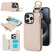cheap iPhone Cases-Phone Case For iPhone 16 iPhone 15 Pro Max Plus iPhone 14 13 12 11 Pro Max Plus Mini SE Back Cover with Stand Holder Card Slot Ring Buckle Retro PC PU Leather
