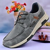 baratos Ténis para Homem-Homens Sapatos casuais masculinos Retro Pele PU Confortável Antiderrapante Com Cadarço Azul Cáqui Cinzento