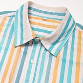 economico Camicie Elite da Uomo-Per uomo A righe Camicia con Bottoni Manica Lunga Casual Confortevole Resort Casual Casuale Quotidiano Primavera &amp; Autunno Collo ripiegato Colletto a Camicia Blu