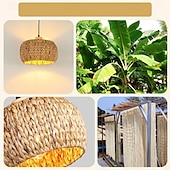 economico Luci Isola cucina-lampadario a sospensione a led in rattan lanterna design lampadario retrò lampadario da 30 cm l&#039;illuminazione a soffitto è applicabile a soggiorno camera da letto ristorante bar caffetteria ristorante