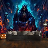 billige Halloween dekorasjon-halloween dekorasjoner grønne hodeskaller hengende billedvev veggkunst stor billedvev veggmaleri dekor fotografi bakteppe teppe gardin hjem soverom stue