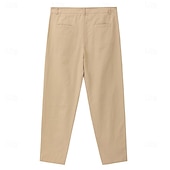baratos Chinos-Men's Trousers Chinos Casual Pants Patchwork Front Pocket Solid Color Comfort Full Length Business Daily Holiday Fashion Chic &amp; Modern White Khaki Stretchy