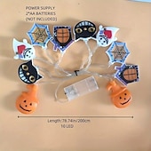 billige Halloween lys-1 stk halloween lysstreng 2m10leds skjelett gresskar hvit spøkelse edderkopp streng lys opplyste spøkelser vanntett utendørs hage terrasse krans lampe for halloween festival atmosfære lys fest dekorasjon