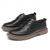 baratos Semi-formal-sapatos masculinos de couro marrom brogue oxford - sapatos elegantes e duráveis com cadarços e sola robusta para uso formal e casual