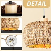 economico Luci Isola cucina-lampadario a sospensione a led in rattan lanterna design lampadario retrò lampadario da 30 cm l&#039;illuminazione a soffitto è applicabile a soggiorno camera da letto ristorante bar caffetteria ristorante