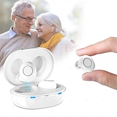 abordables Dispositivos electrónicos de cuidado personal-Audífono ITE invisible recargable - Amplificador de sonido digital mini con tono ajustable para ancianos apoyo para pérdida auditiva