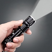 abordables Linternas-linterna led recargable súper brillante con cabeza de carga usb trasera linterna impermeable con zoom luz portátil 3 modos de iluminación batería incorporada