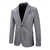 billige Blazere for menn-Herre Blazer Formell kveld Fritid / hverdag Søt Alle årstider 65%Cotton 35%Polyester Ensfarget / vanlig farge Paljetter Fritid Bryllup Enkeltkneppet Blazer Sølv Svart Rød Blå