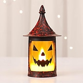 economico Illuminazione di Props di Halloween-lanterna di zucca di Halloween candela elettronica luce jack o lanterna luce zucca lampada notturna lampada a vento modello smorfia atmosfera festa di Halloween decorazione 1/3/5 pezzi