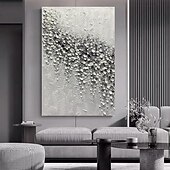 preiswerte Blumen-/Botanische Gemälde-handgemachtes Ölgemälde auf Leinwand, Wandkunst, Dekoration, abstrakt, 3D-Spachtel, schwarz-weißes Blütenblatt für die Inneneinrichtung, gerolltes, rahmenloses, ungedehntes Gemälde