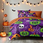 economico Set copripiumino-set copripiumino collezione halloween set 3 pezzi jack o lantern zucca super morbido delicato sulla pelle di lunga durata