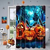 cheap Halloween Shower Curtains-Halloween Shower Curtain with Hooks for Bathroom Shower Curtain  Bathroom Decor Set Polyester Waterproof 12 Pack Plastic Hooks Skull Heads