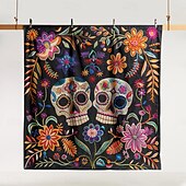economico Set copripiumino-set copripiumino floreale per Halloween - include copripiumino e federe - design spettrale e festoso - tessuto morbido e confortevole - perfetto per decorare la casa a tema Halloween