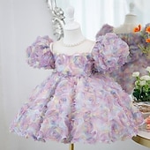 cheap Party Dresses-Toddler Girls&#039; Party Dress Sequin Sleeveless Performance Mesh Cute Princess Polyester Above Knee Sheath Dress Tulle Dress Summer Spring Fall 3-7 Years Pink Mint Green Purple