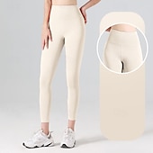 economico Leggings e collant da yoga-Per donna Pantaloni da yoga Leggings da yoga Fascia Elastica Vita Alta Yoga Allenamento in Palestra Pilates Collant Grigio scuro Nero Avorio Gli sport Abbigliamento sportivo Elasticizzato Taglia