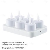 cheap Candle Lights-6pcs Rechargeable LED Flameless Candles - Battery Operated Votive Tea Lights for Christmas, Valentine&#039;s Day, Thanksgiving, and Home Wedding Decorations