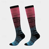 abordables Calcetines de running-Calcetines de compresión Calcetines Deportivos Calcetines para correr 1 Par A rayas Mujer Calcetines de tubo Transpirable Reductor del Sudor Cómodo Entrenamiento de gimnasio Baloncesto Corriendo