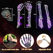 お買い得  ハロウィンの屋外-ハロウィーンの照明付きスケルトンランプ 中庭の庭の装飾小道具 LED 発光ゴーストハンド スケルトンハンド 地面に挿入されたランプ 休日の雰囲気の装飾小道具 US 110V 1個