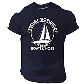 billige Morsomme T-skjorter for menn-Herre Skip Morsom T skjorte Kortermet T skjorte 3D-utskrift Crew-hals Skjorte Årgang Kul Fest Ferie Svart Hvit Rød Sommer Vår Klær S M L XL XXL XXXL