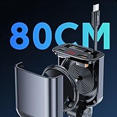 preiswerte Auto Ladegerät-einziehbarer Autoladeadapter mit Typ-C-Kabel Lightning 2 USB-Anschlüsse Autoadapter mit Spannungsanzeige PD 45 W