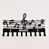cheap Wall Accents-Iron Music Note Multifunctional Storage Rack, Key Hooks, Coat Rack, Black Creative Storage Hook, Suitable For Indoor Home Wall Decoration