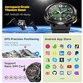 cheap Smartwatch-iMosi I6 Smart Watch 1.43 inch 4G LTE Cellular Smartwatch Phone 4G Pedometer Call Reminder Sleep Tracker Compatible with Null Men GPS Hands-Free Calls Waterproof IP 67 46mm Watch Case