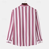 voordelige heren overhemd met knopen-Voor heren Overhemd Zomer overhemd Normaal shirt Strand hemd Overhemd met knopen Gestreepte shirts Zwart Geel Lichtgroen Blozend Roze Koningsblauw Lange mouw Gestreept Revers Vakantie Hawaii
