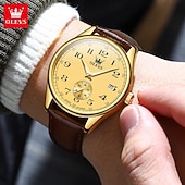 Недорогие Кварцевые часы-OLEVS Мужчины Кварцевые Минималистский Мода Наручные часы Светящийся Календарь ЗАЩИТА ОТ ВЛАГИ Украшение Кожа Часы